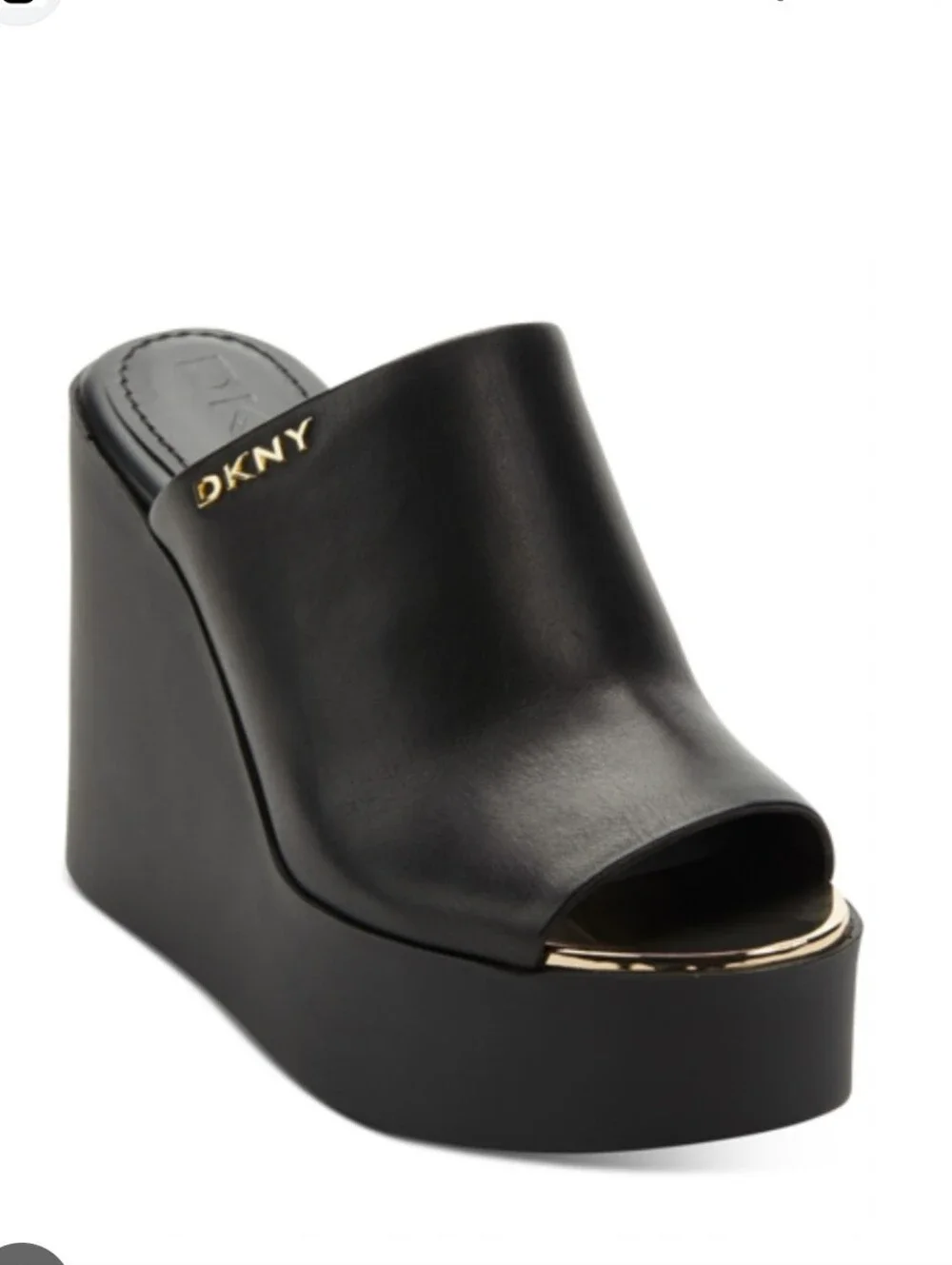 DKNY Pen Logo SlipOn Slide Platform Mule Wedge Sandals